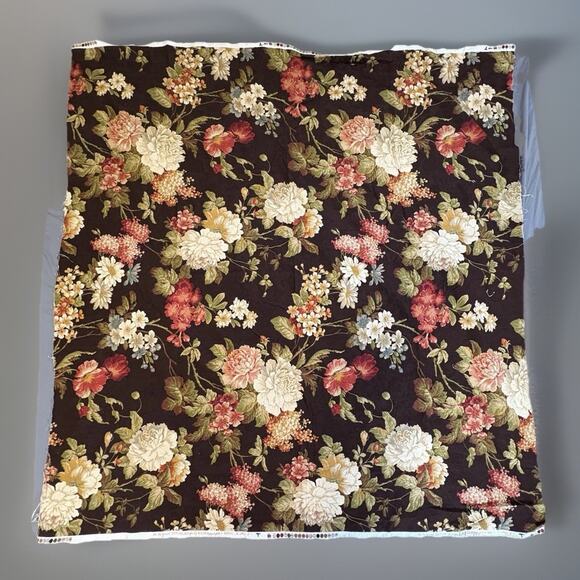 Richloom Floral Fabric 2 Yards / Pc Tapestry Upholstery Vintage Brown White Pink - Picture 2 of 15